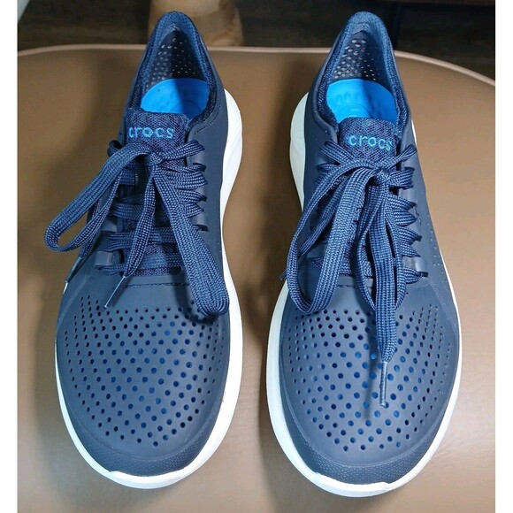 Men's Size 8 Crocs LiteRide Navy Blue Sneakers White Soles Comfort Walking Work. - Picture 12 of 16